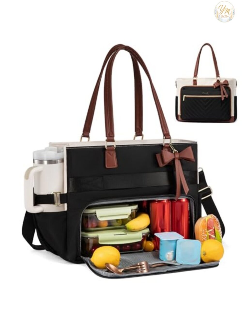 2-in-1 Insulated Lunch Tote Bag for Women Laptop Bag 17.3" Water-Resistant